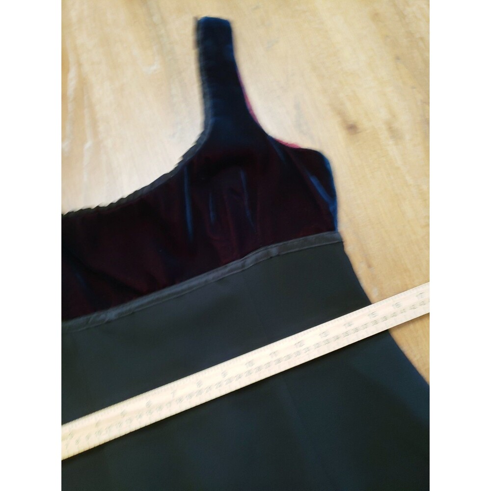 Y2K Nanette Lepore Empire Waist Dress Sz 10 Black Teal Velvet Bodice Whimsygoth - Picture 8 of 11